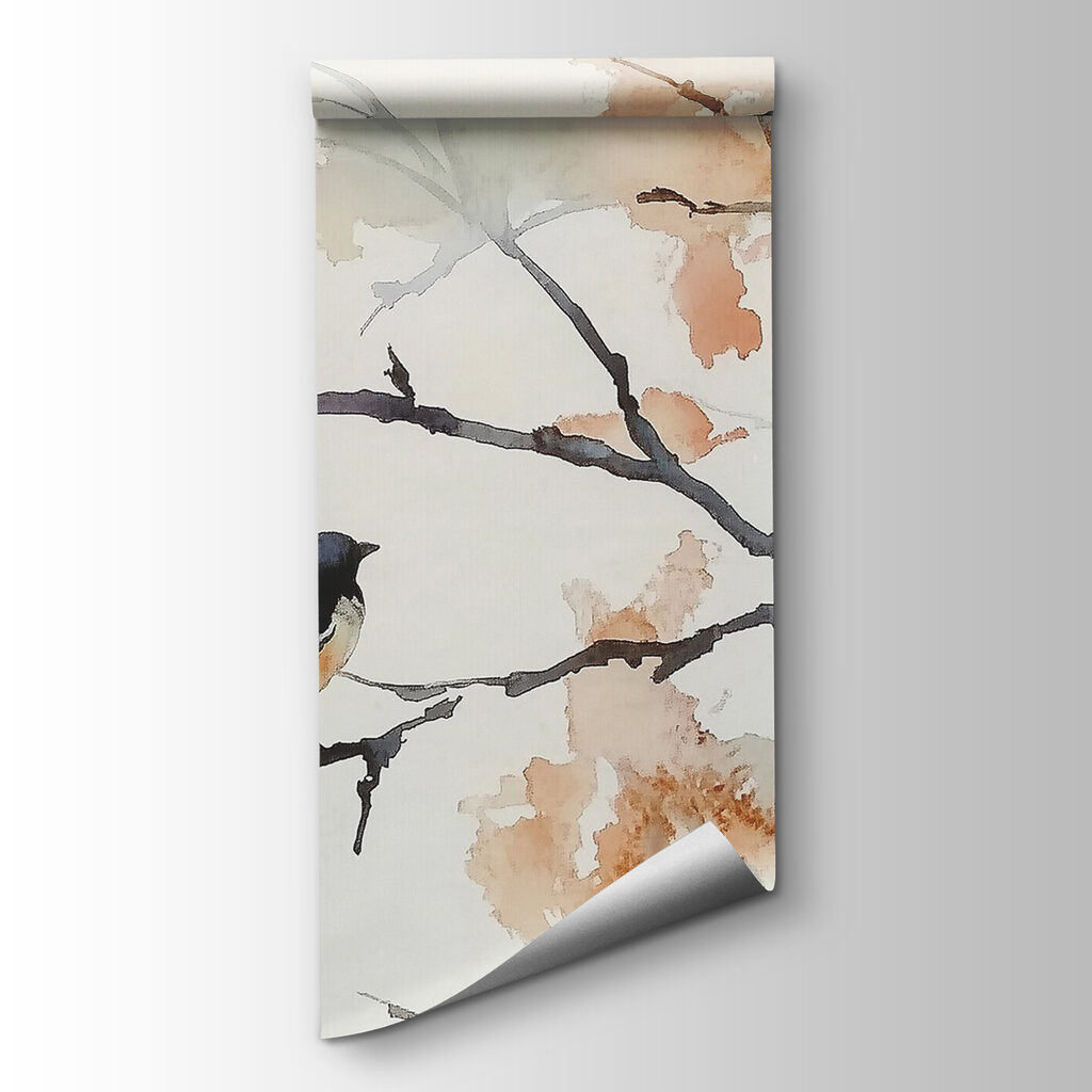 Drie vogels op aquareltakken — productweergave