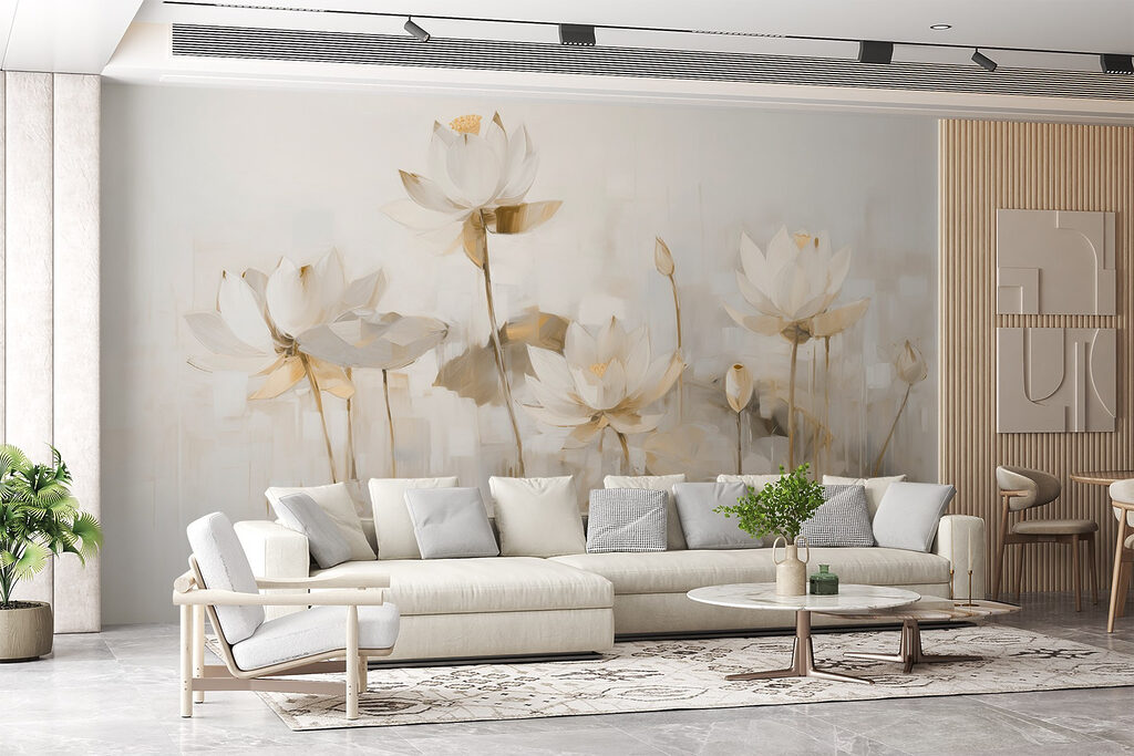Schilderij van witte bloemen — interieur 2