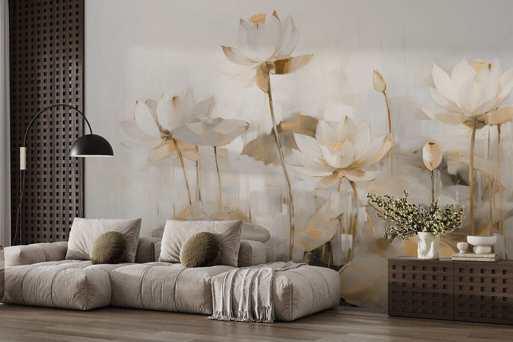 Schilderij van witte bloemen — interieur 3