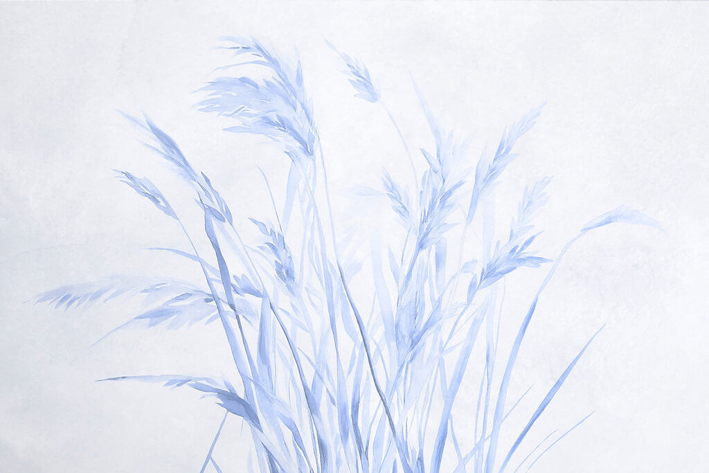 Blauwe halmen fijn geschilderd — volledig ontwerp