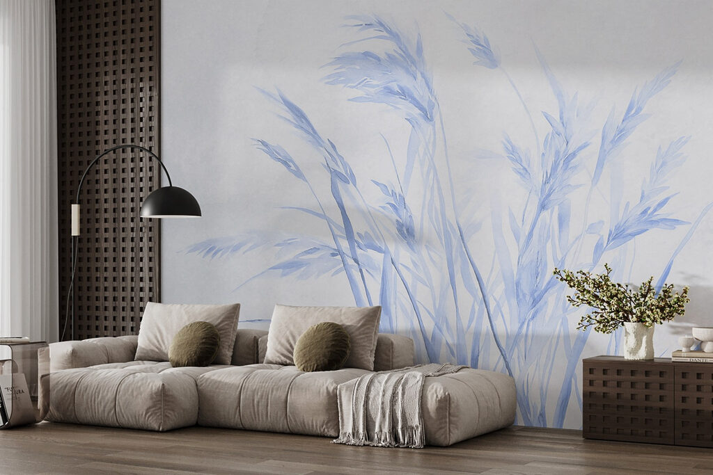 Blauwe halmen fijn geschilderd — interieur 2