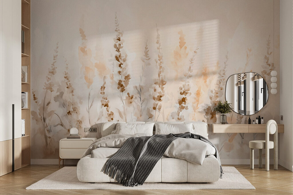 Slanke bloemen in aquarel — interieur 1