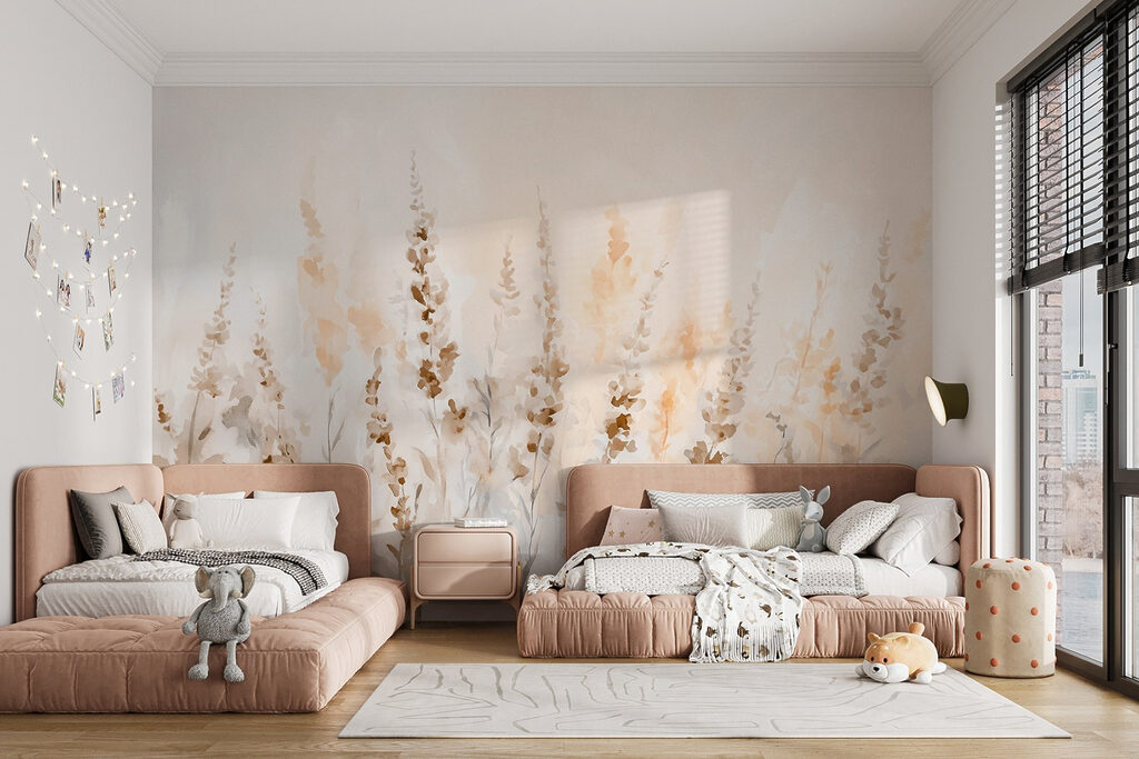 Slanke bloemen in aquarel — interieur 4