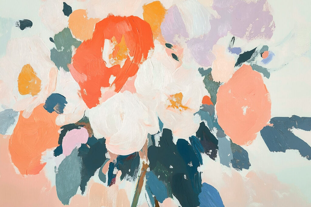 Oranje bloemen als verfvlekken — volledig ontwerp