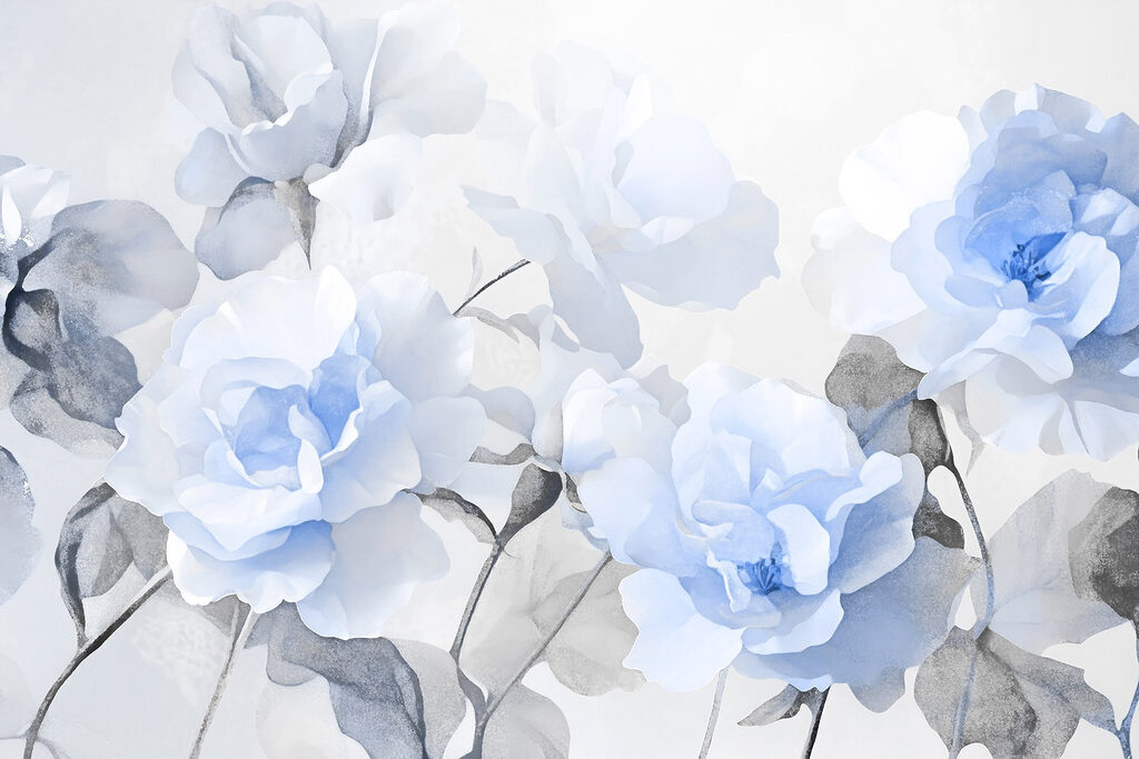 Groep blauwe bloemen — volledig ontwerp