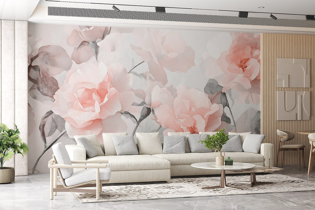 Groep roze bloemen — interieur 3