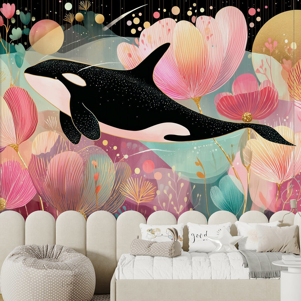 Orka tussen roze bloemen — interieur 2