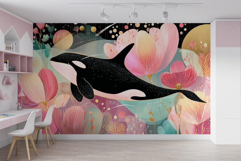 Orka tussen roze bloemen — interieur 3