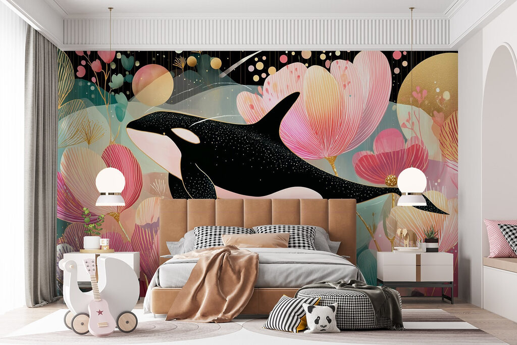 Orka tussen roze bloemen — interieur 4