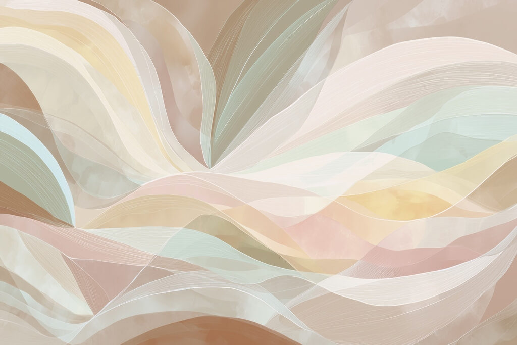 Pastelbanen als brede bladeren — volledig ontwerp