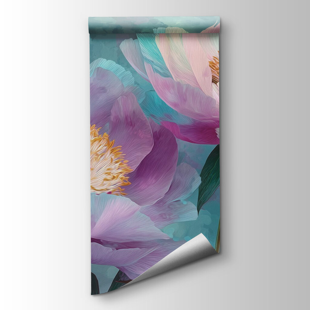 Roze pioenen in blauwtinten — productweergave