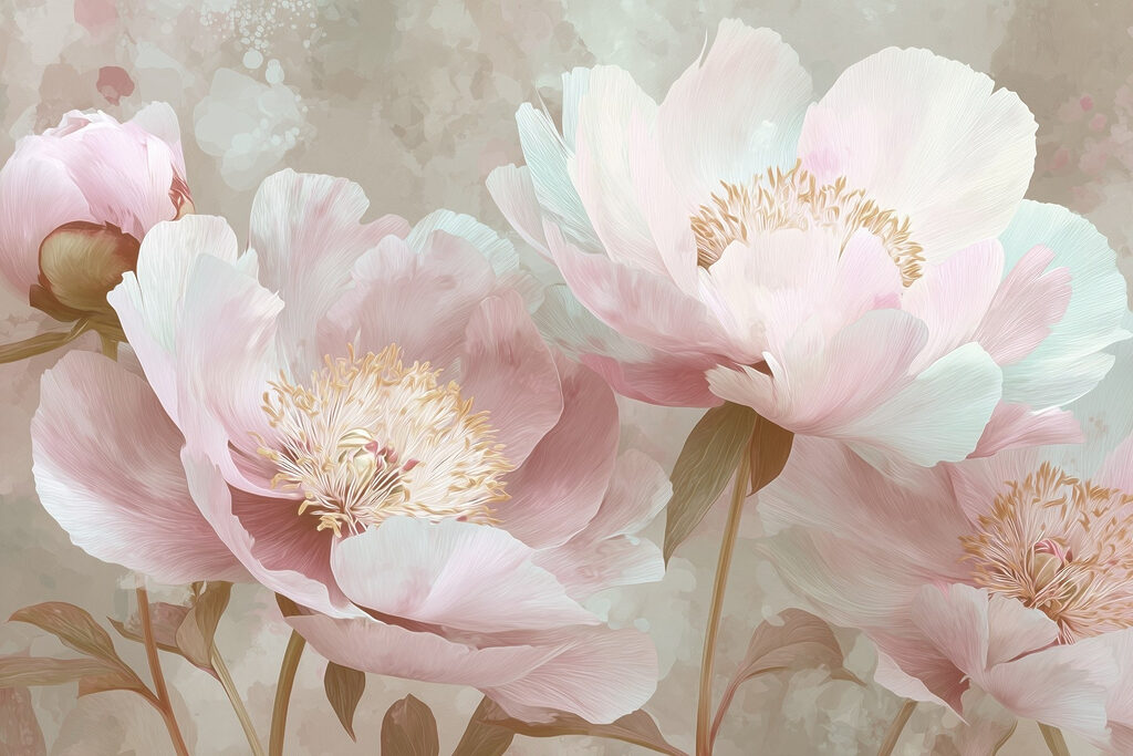 Delicate bloemen in zachte pasteltinten — volledig ontwerp