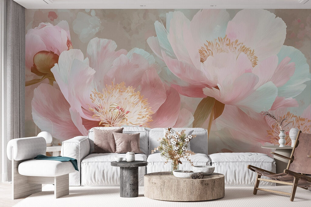 Delicate bloemen in zachte pasteltinten — interieur 2