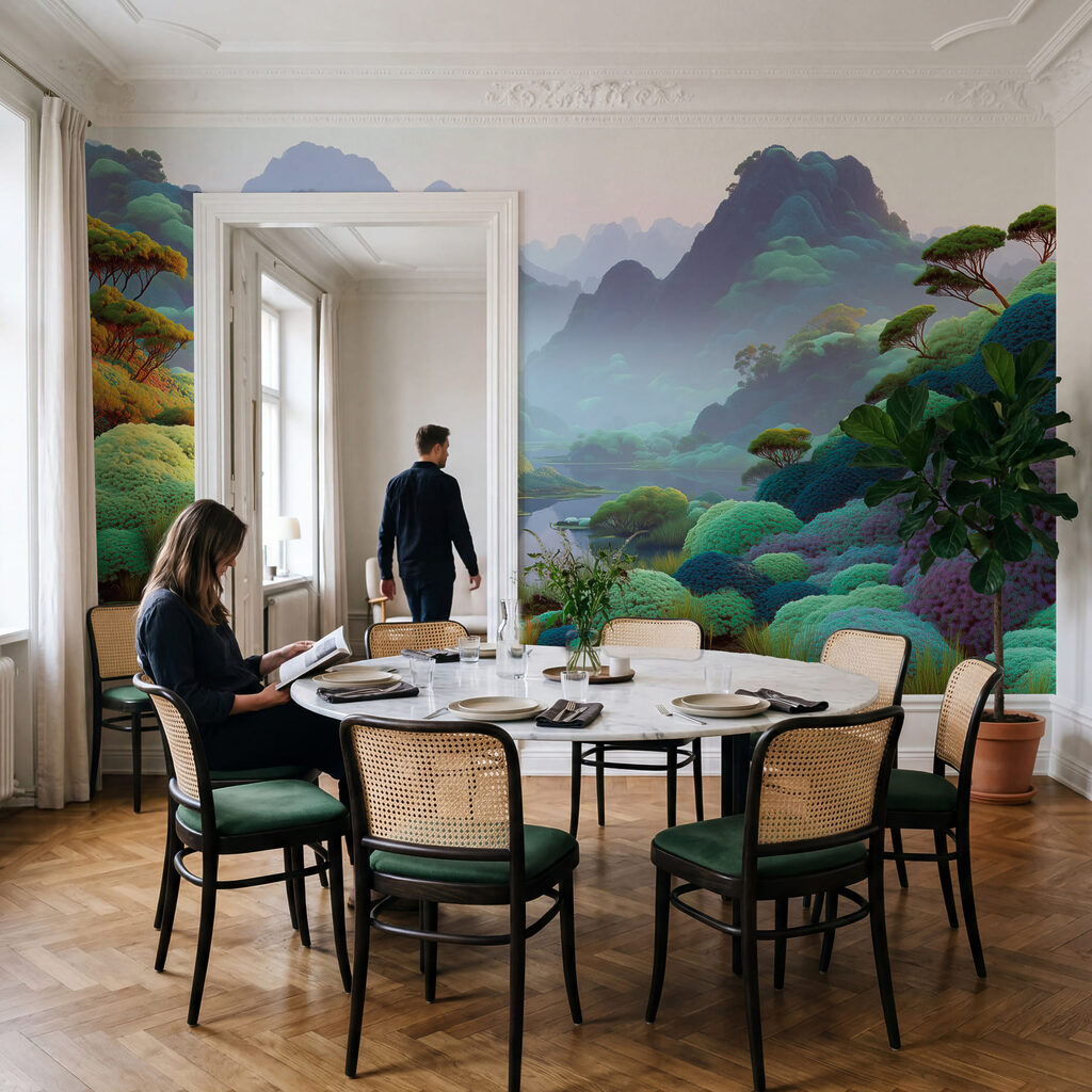 Rivier door kleurige bergtuin — interieur 2
