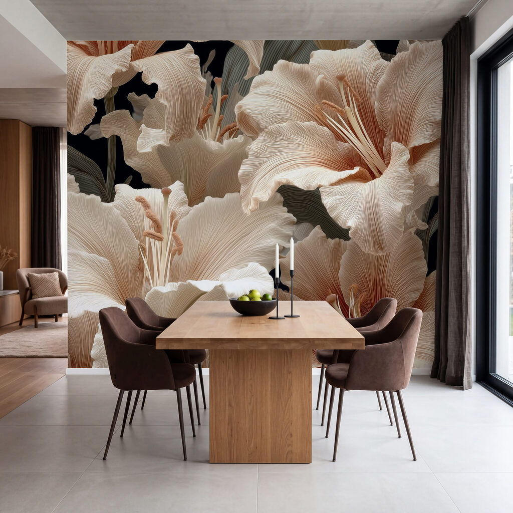 Golvende kelken tegen zwart — interieur 2
