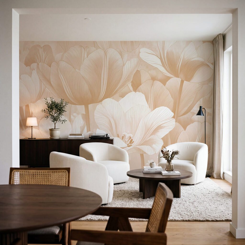 Lichte tulpen in lijnwerk — interieur 1
