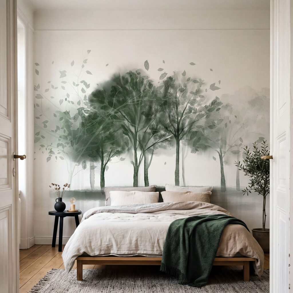 Bomen weerspiegelen in grijs — interieur 1
