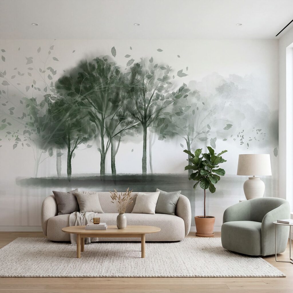 Bomen weerspiegelen in grijs — interieur 2
