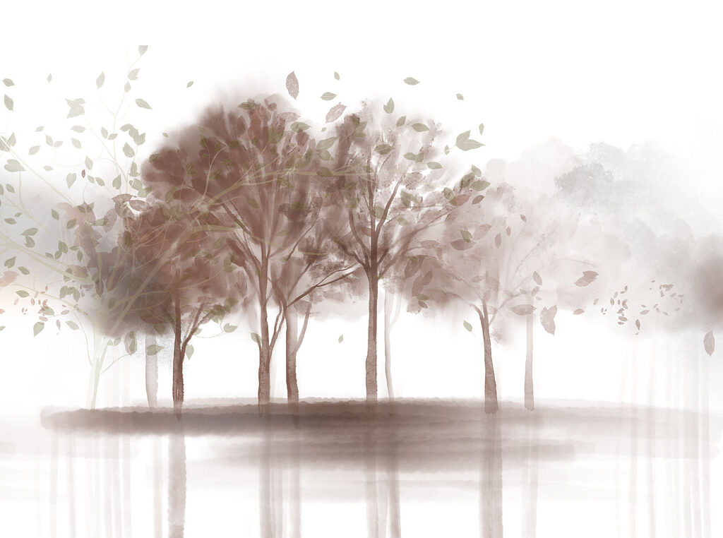 Groep bomen met bladeren — volledig ontwerp