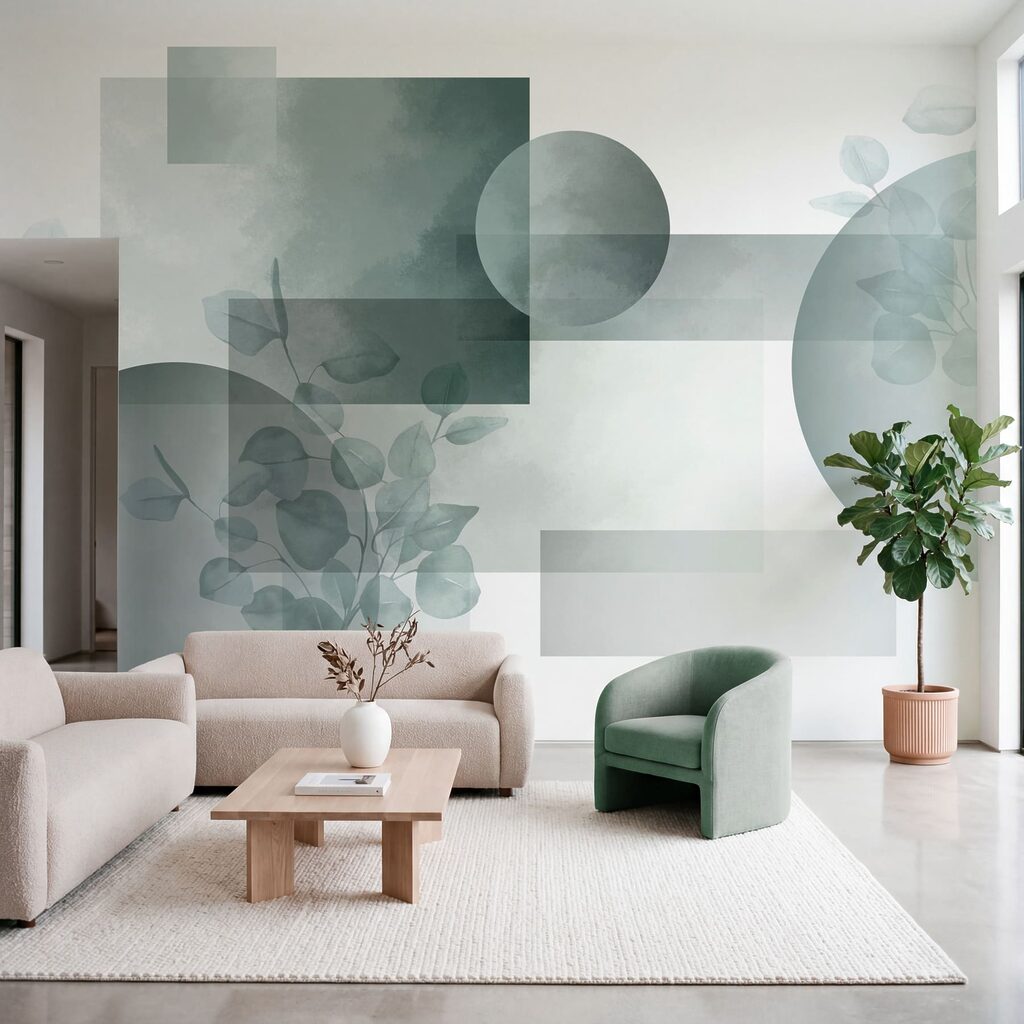 Groene vlakken met bladkringen — interieur 2