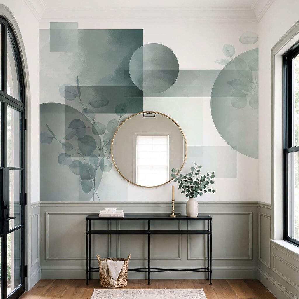 Groene vlakken met bladkringen — interieur 1