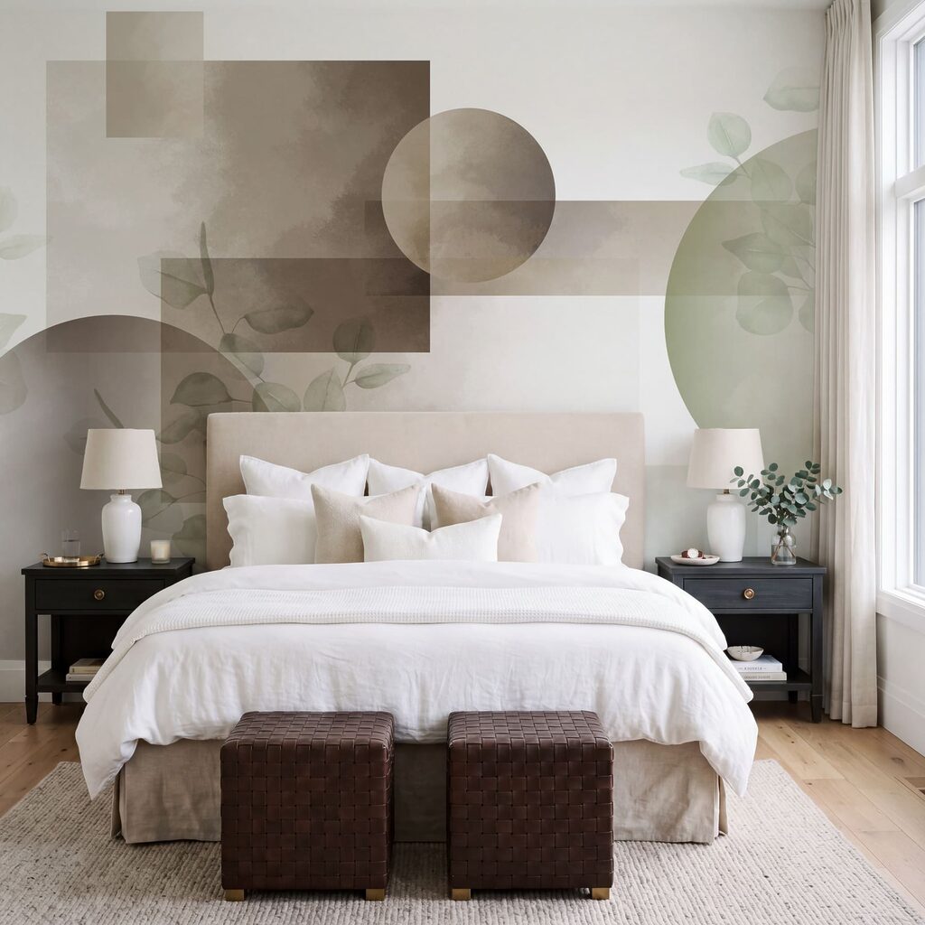 Abstracte vormen met subtiele bladerdetails — interieur 2