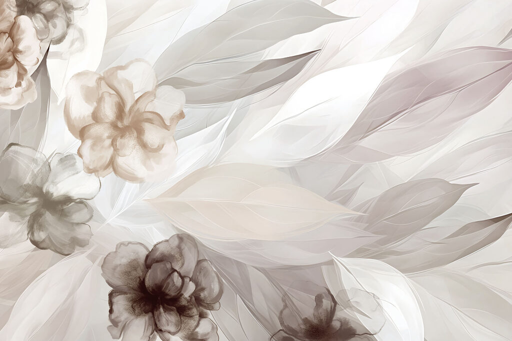 Zachte bloemblaadjes en bloemen in harmonie — volledig ontwerp