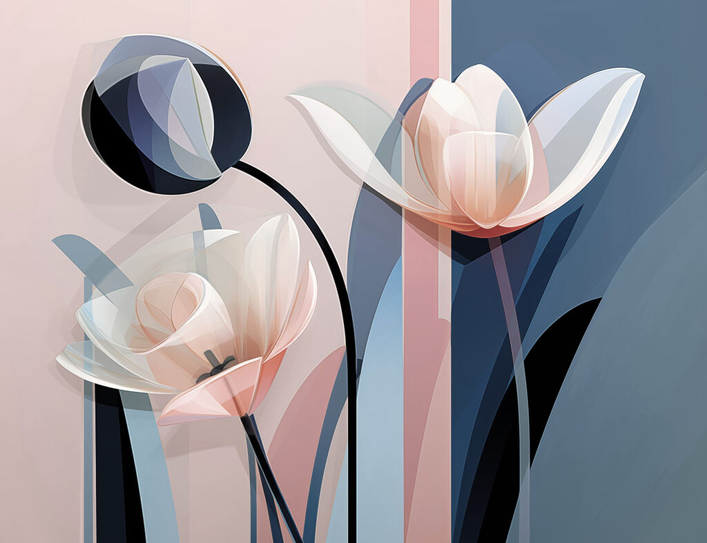 Verfijnde bloemen in zachte pasteltinten — volledig ontwerp