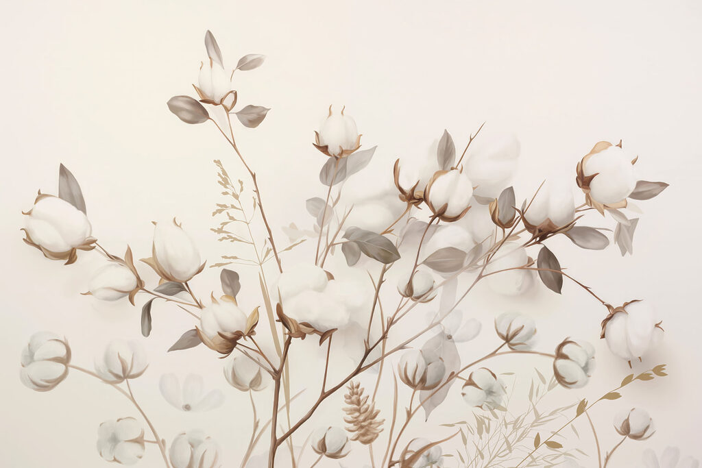 Fijne katoenen bloemen in zachte tinten — volledig ontwerp