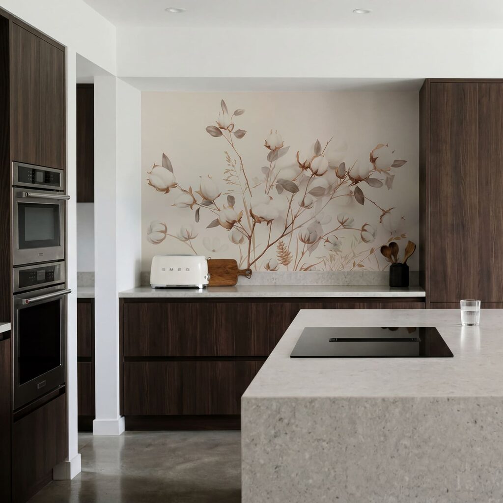Fijne katoenen bloemen in zachte tinten — interieur 3
