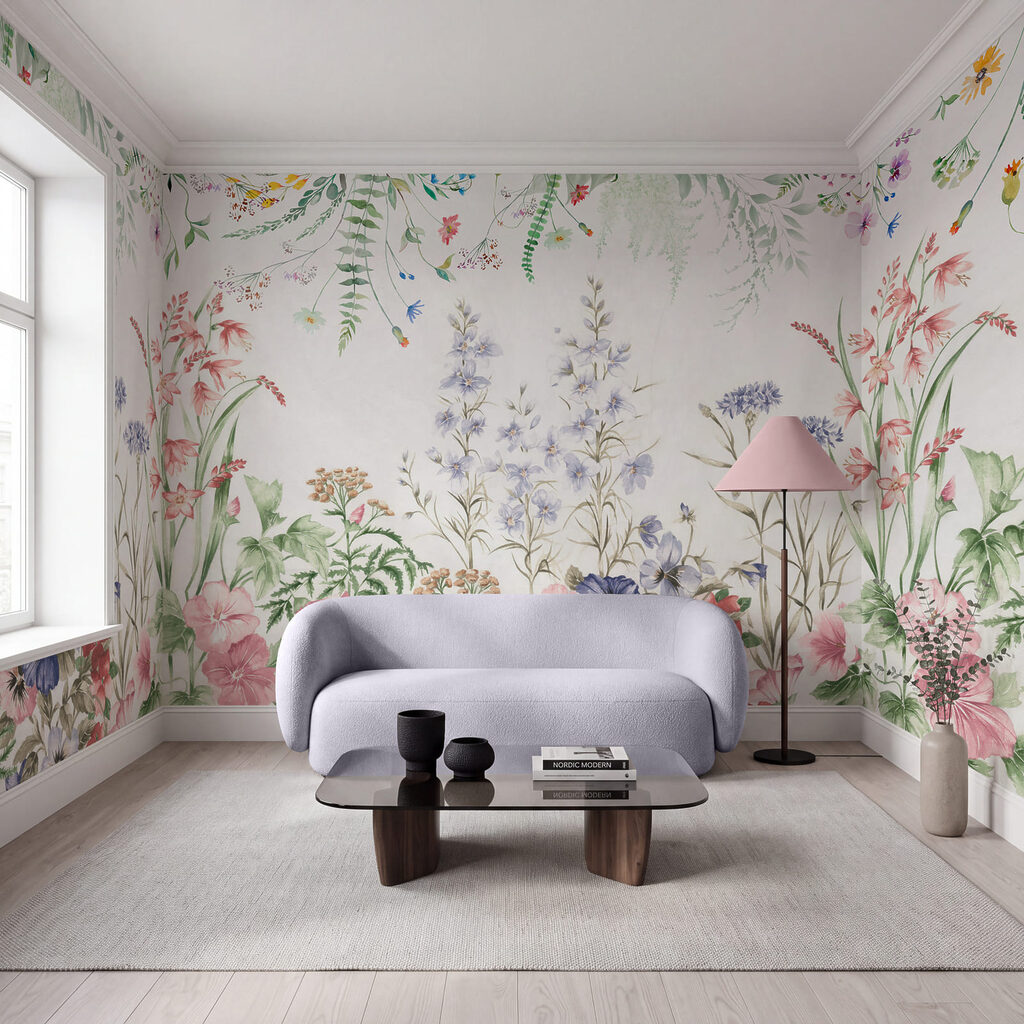 Bloementuin rondom wit licht — interieur 3