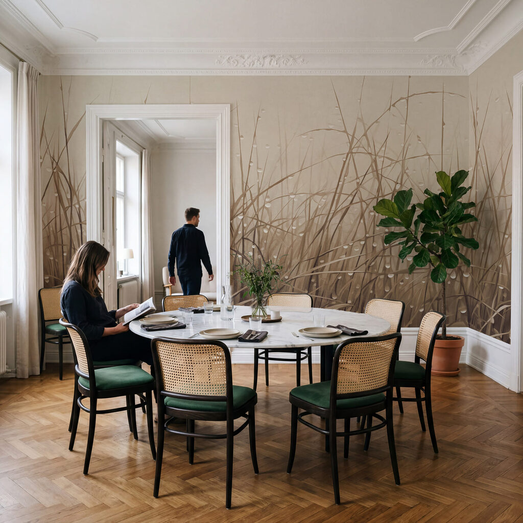 Zachte regendruppels op zacht gras — interieur 1