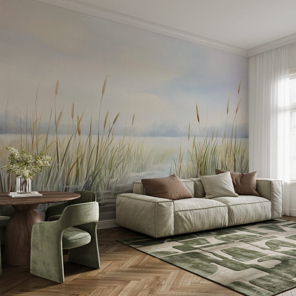 Schilderij van een moeras in een interieur