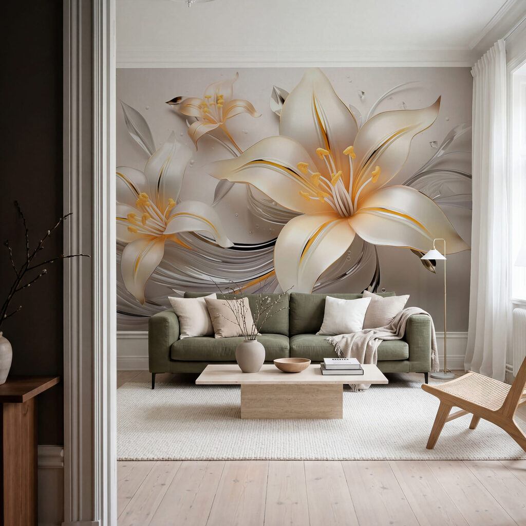 Verfijnde bloemen in zachte tinten — interieur 1