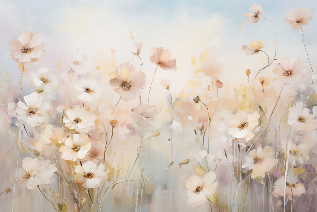 Kleine bloemen in pastelweide — volledig ontwerp