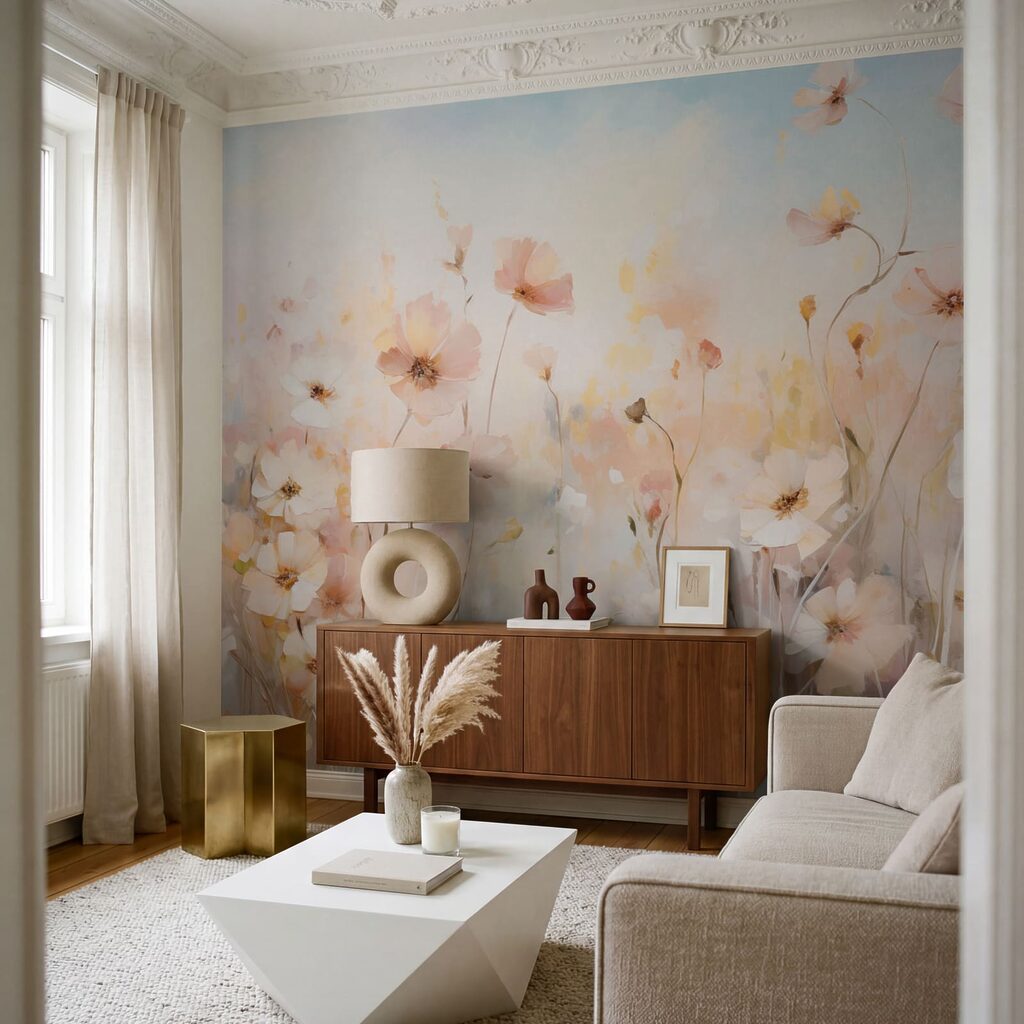 Kleine bloemen in pastelweide — interieur 3