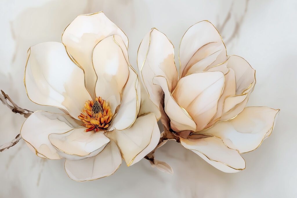Verfijnde bloemen in zachte kleuren — volledig ontwerp