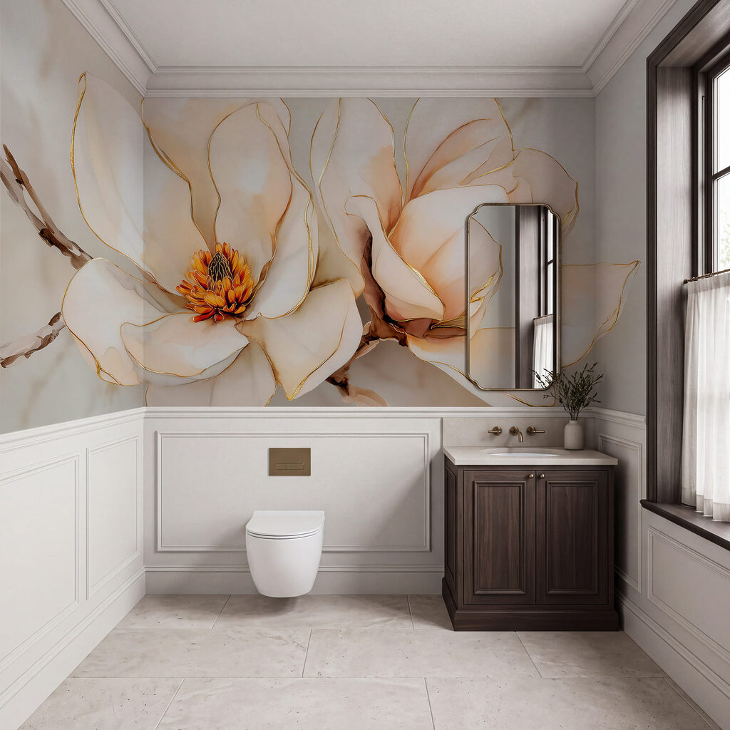 Verfijnde bloemen in zachte kleuren in een interieur
