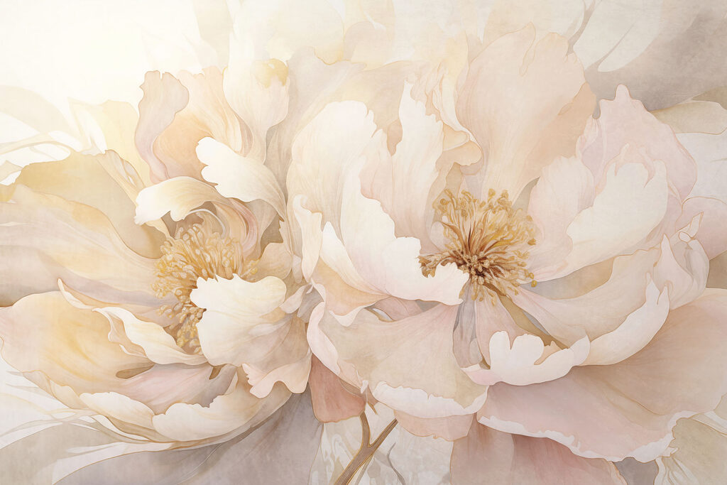 Zachte bloemen in warme pasteltinten — volledig ontwerp
