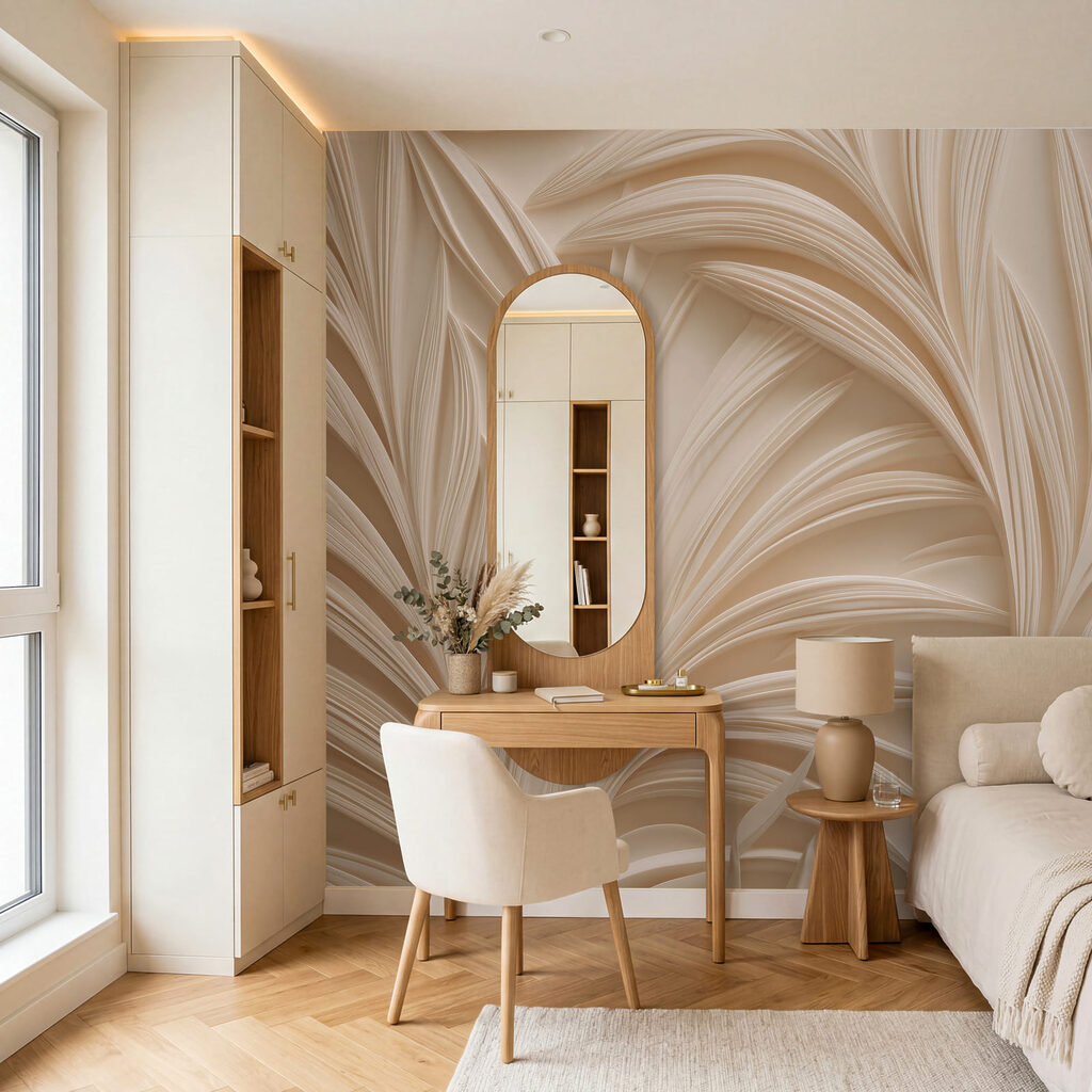 Elegante bladmotieven in zachte tinten — interieur 2
