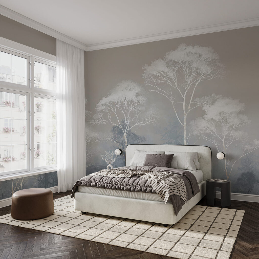 Groep bomen in de mist — interieur 2