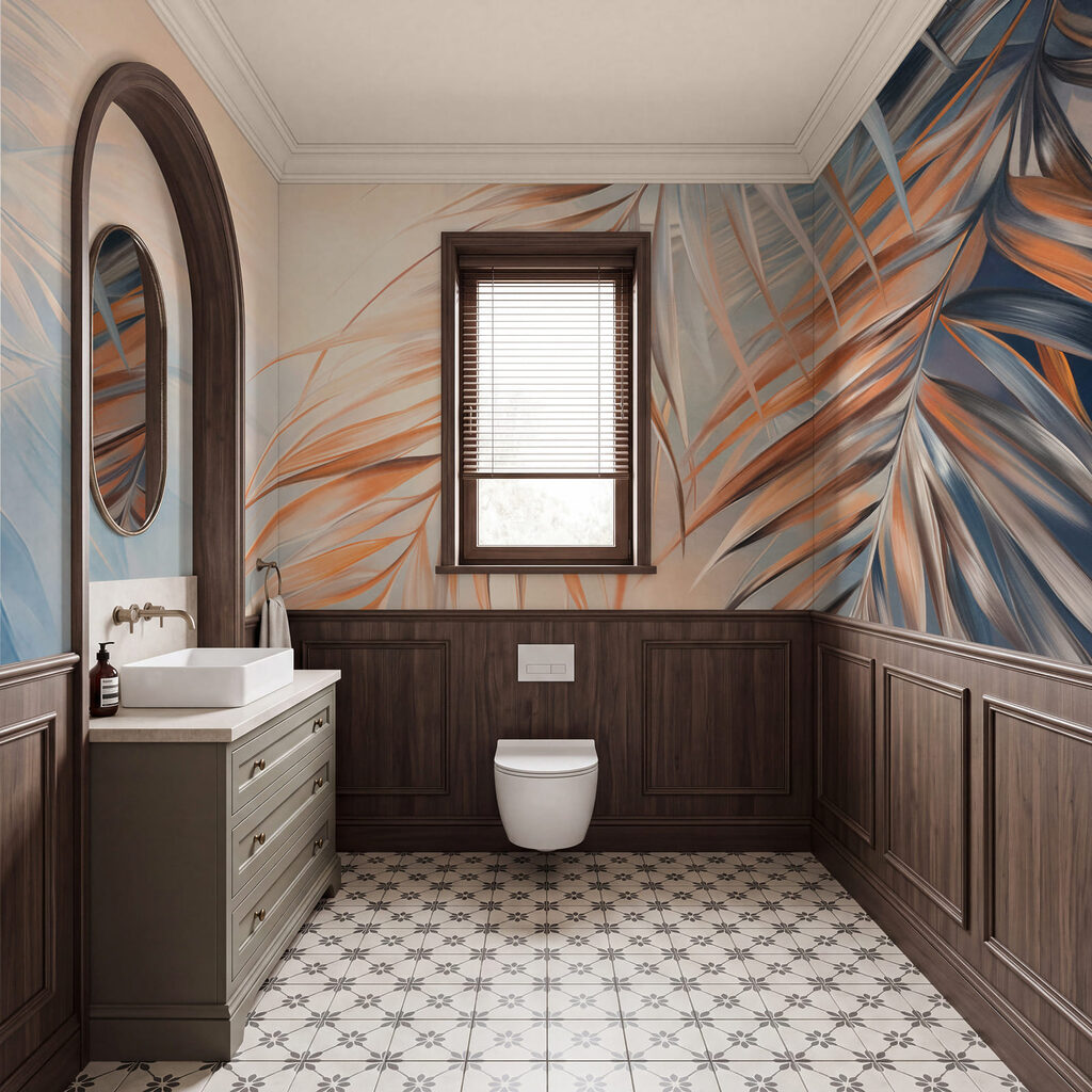 Zachte kleuren dansen door de palmbladeren — interieur 3