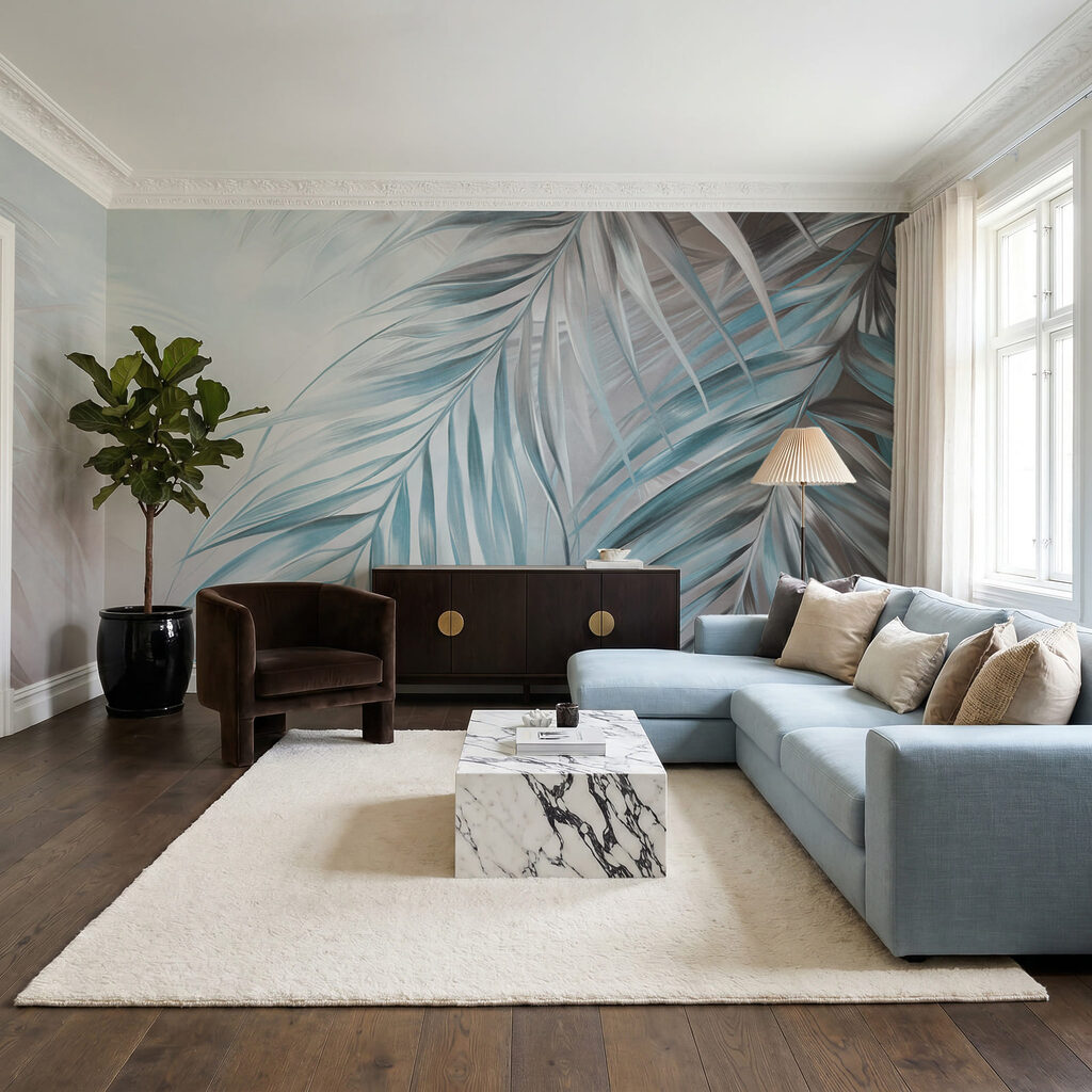 Een zacht briesje waait door de palmbladeren — interieur 1