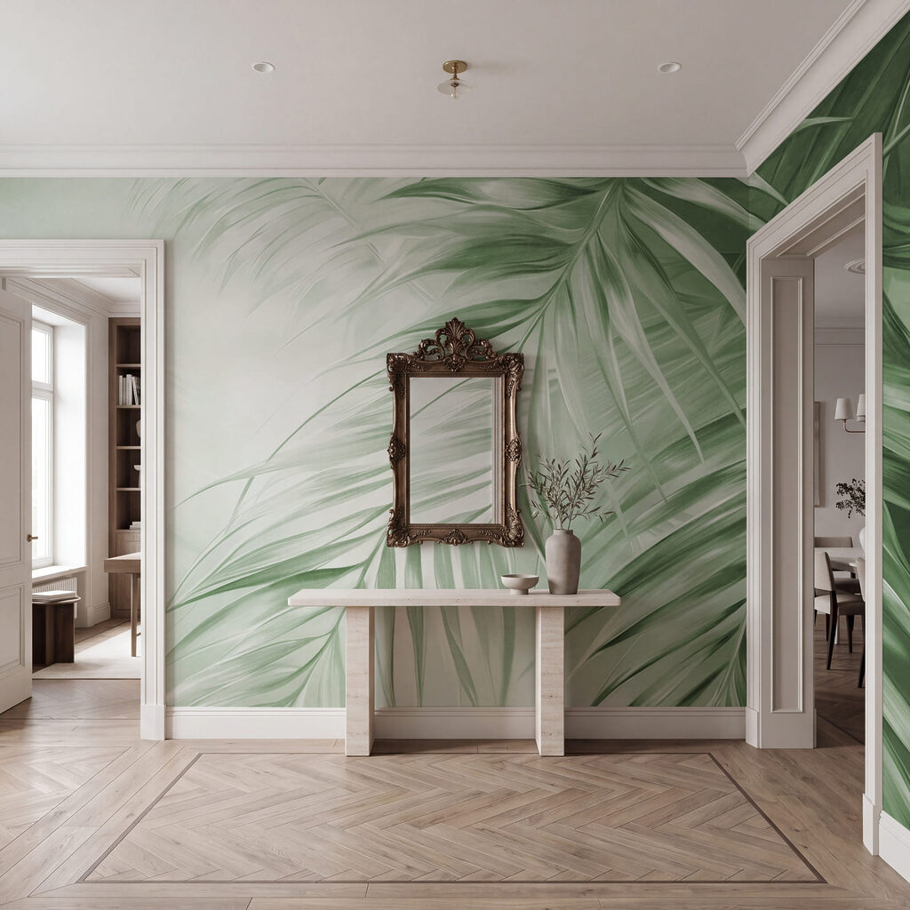 Rustgevend groen gebladerte in zacht licht — interieur 3