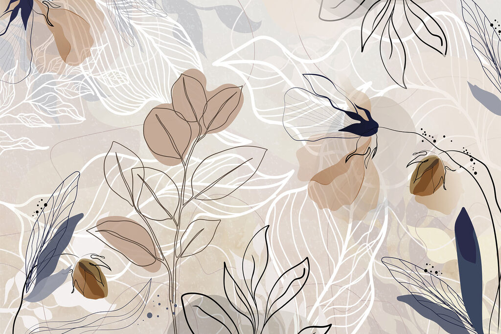 Verfijnde bloemmotieven in zachte tinten — volledig ontwerp