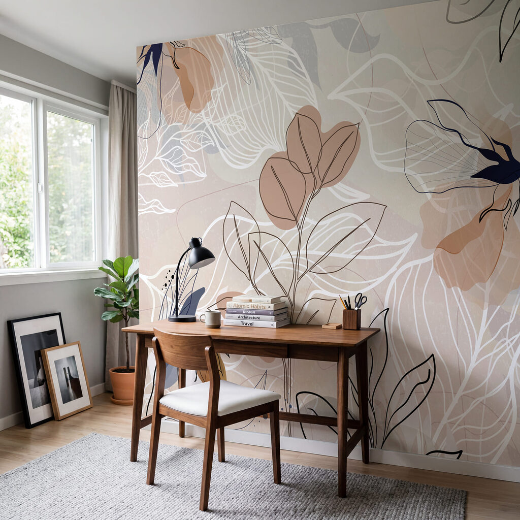 Verfijnde bloemmotieven in zachte tinten in een interieur