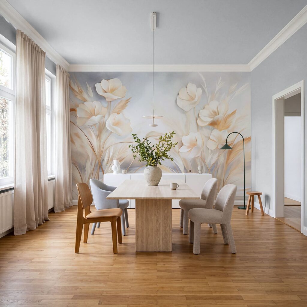 Roomwitte bloei boven halmen — interieur 2