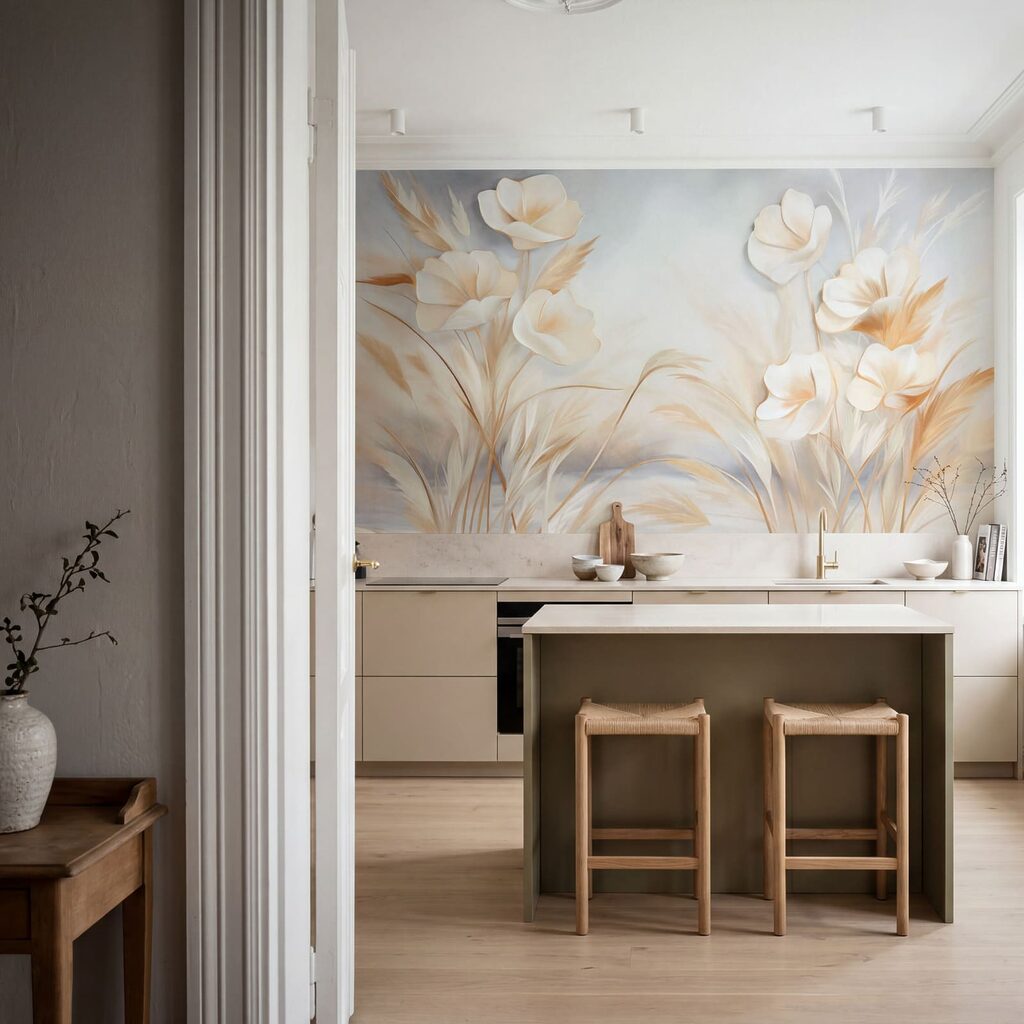 Roomwitte bloei boven halmen — interieur 3